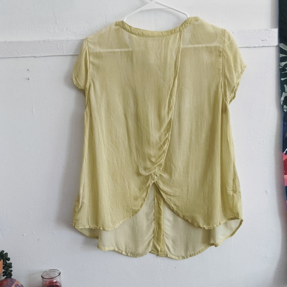 Free People Crinkle Split Back Blouse Tee - Picture 5 of 14